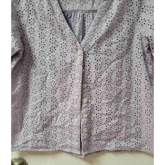 madewell Eyelet Village Ruffle-Sleeve Shirt XS - Picture 8 of 8